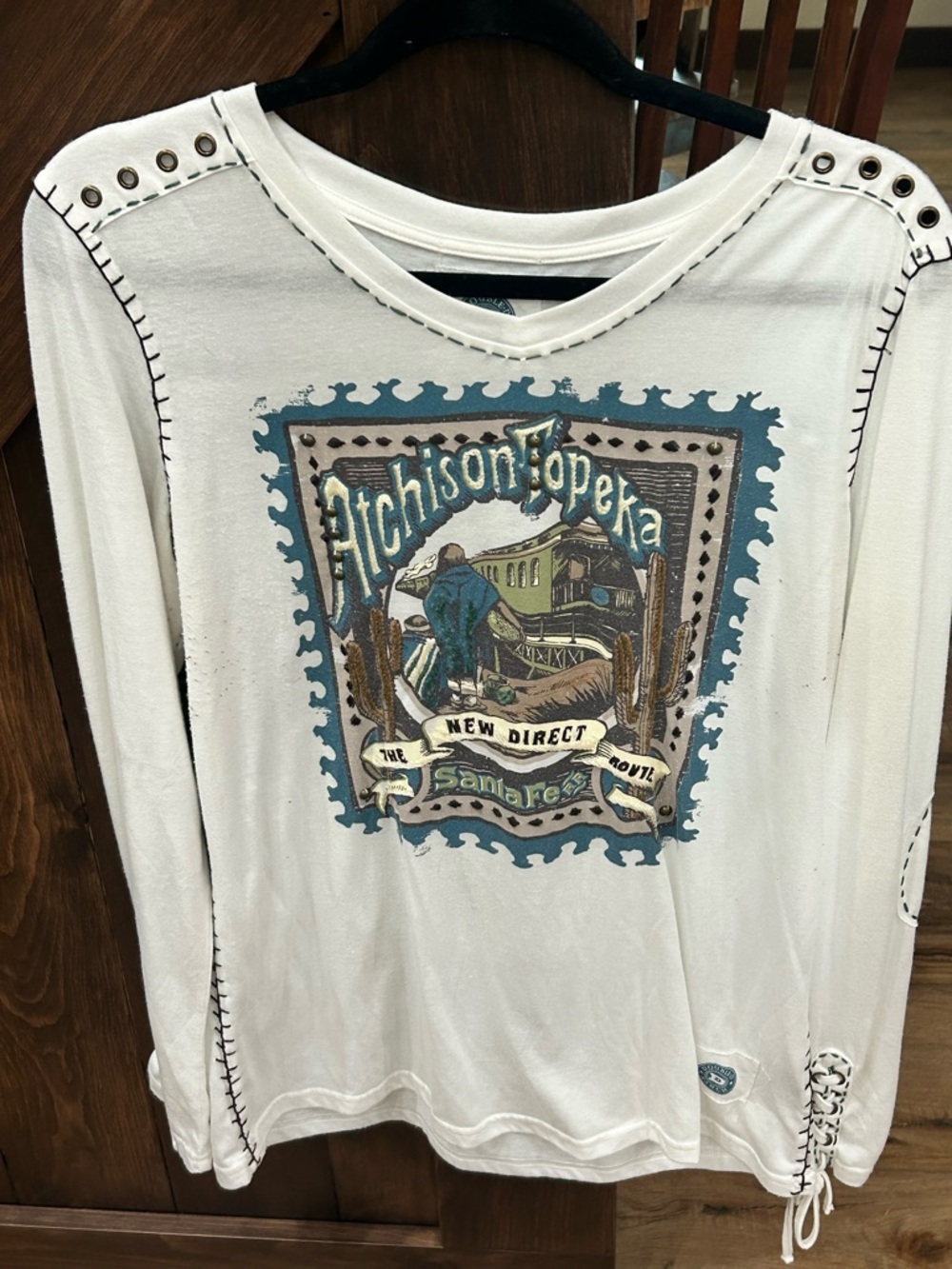 Double D Ranch White Tee with Blue Logo
